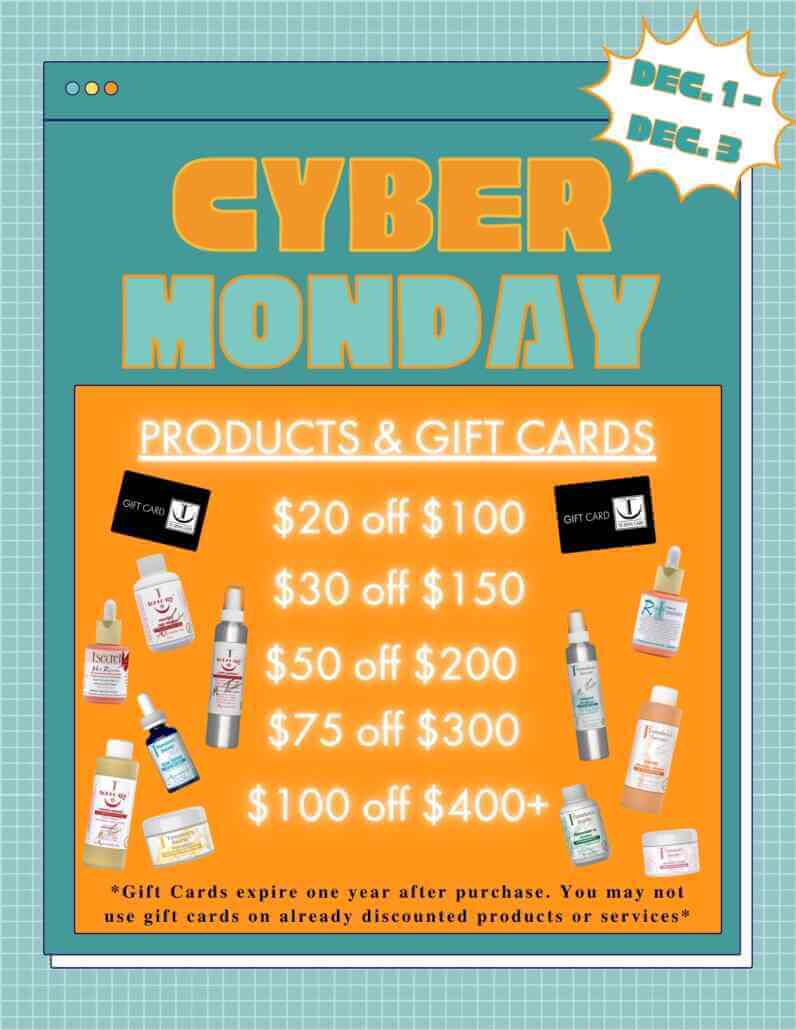 Cyber Monday - Products & Gift Cards - $20 off $100. $30 off $150, $50 off $200, $75 off $300, $100 off $400+